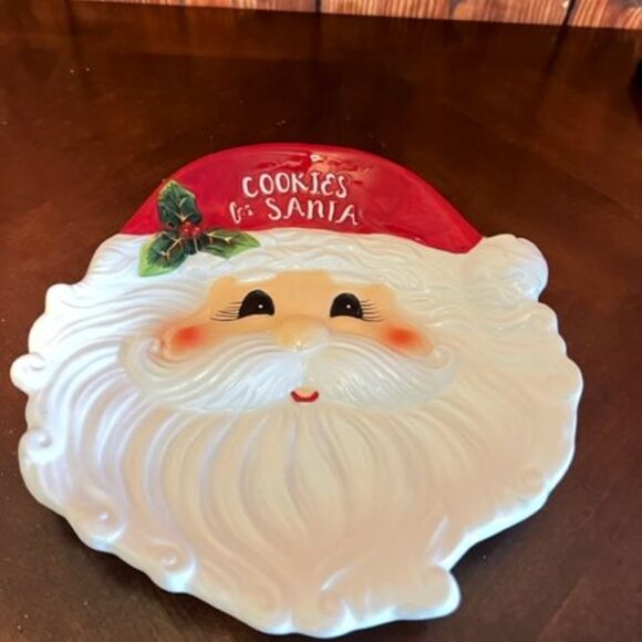 Boston International Santa Claus Ceramic Cookie Plate 10" Holiday Decor‎ - Picture 4 of 6